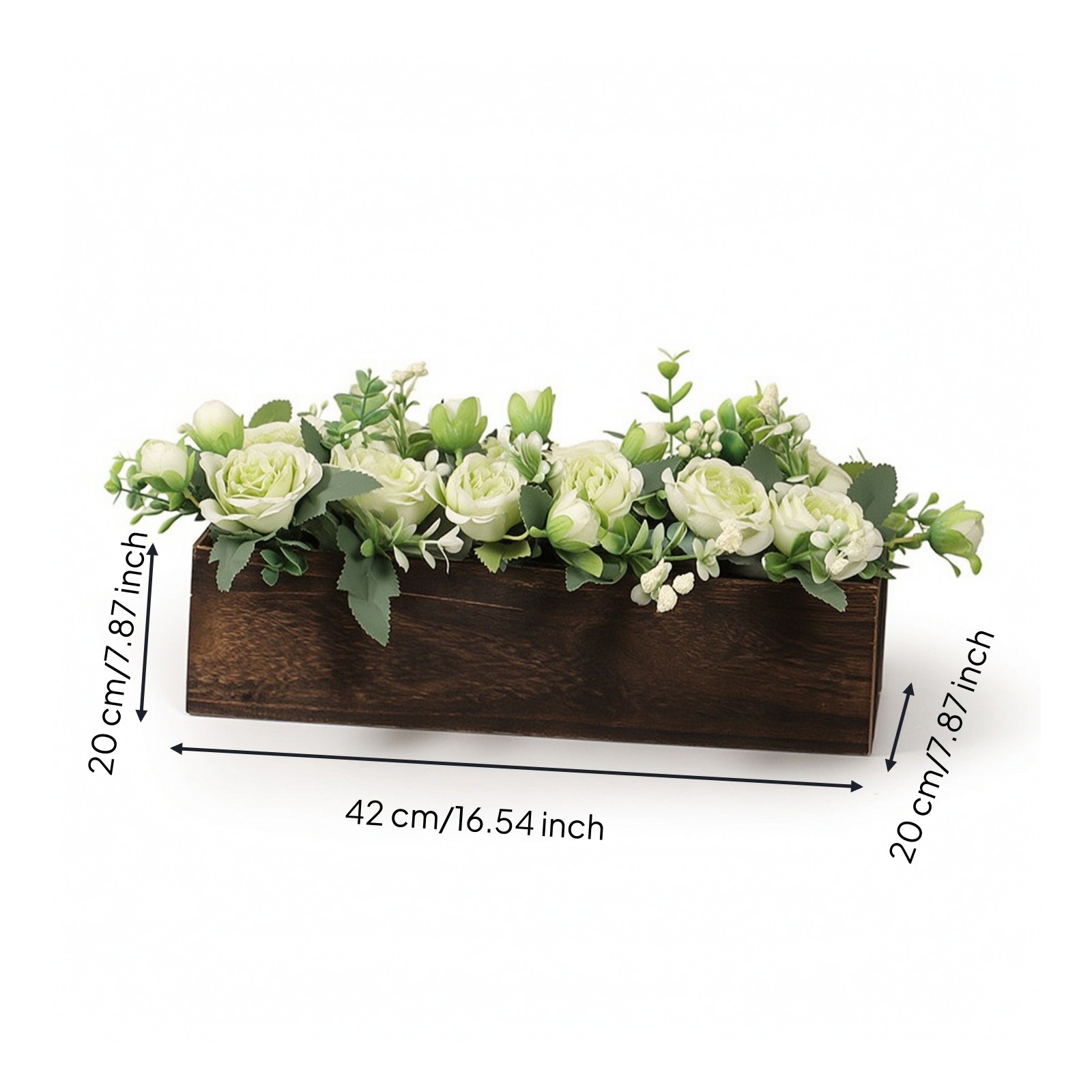 Faux Floral Centerpiece with Wooden Planter Box Full for Bridal Parties