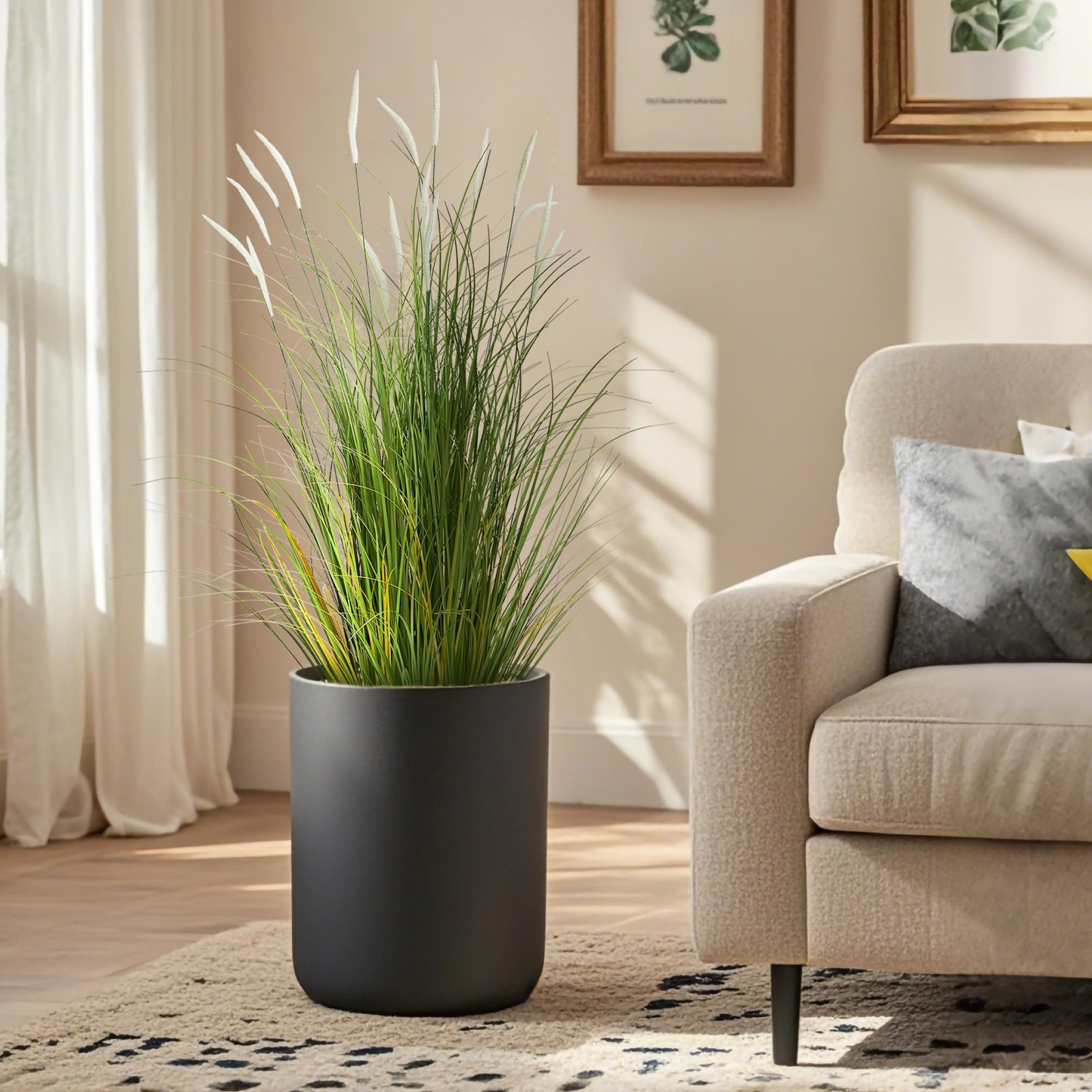 3ft 2-Pack Artificial Cattail Reed Grass, 35in Artificial Indoor Outdoor Fake…