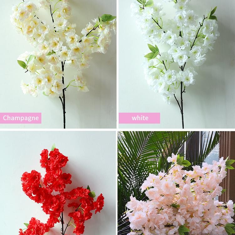 80cm Artificial Cherry Blossom Branch Red Silk Flower Wedding Home Decor Arch
