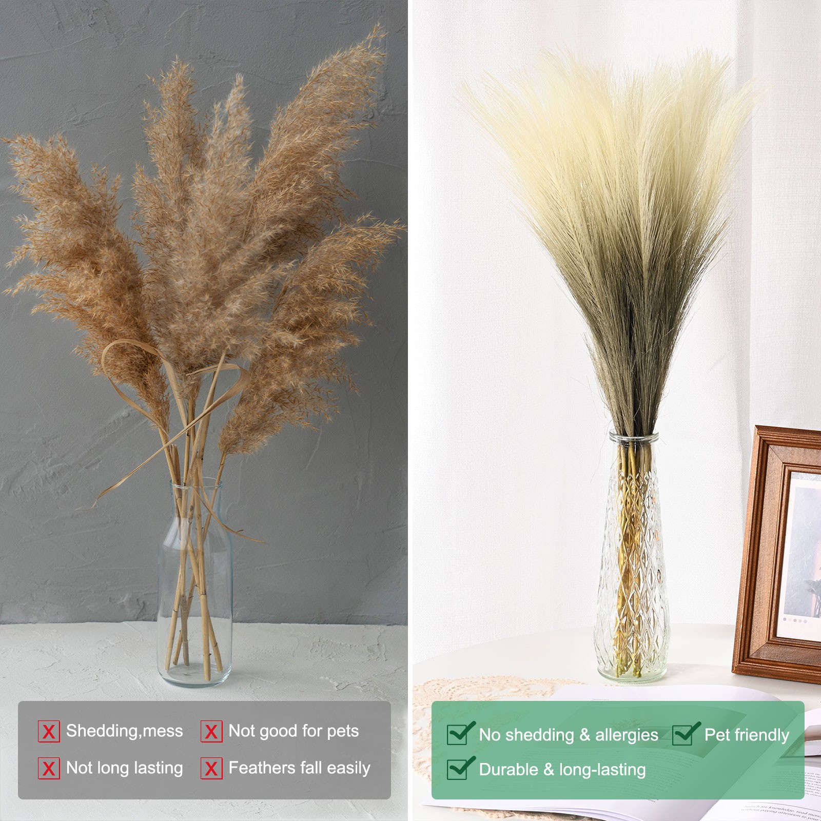 20Pack Faux Pampas Grass 21.7 Inch for Home Decor/Wedding Orange Gradient