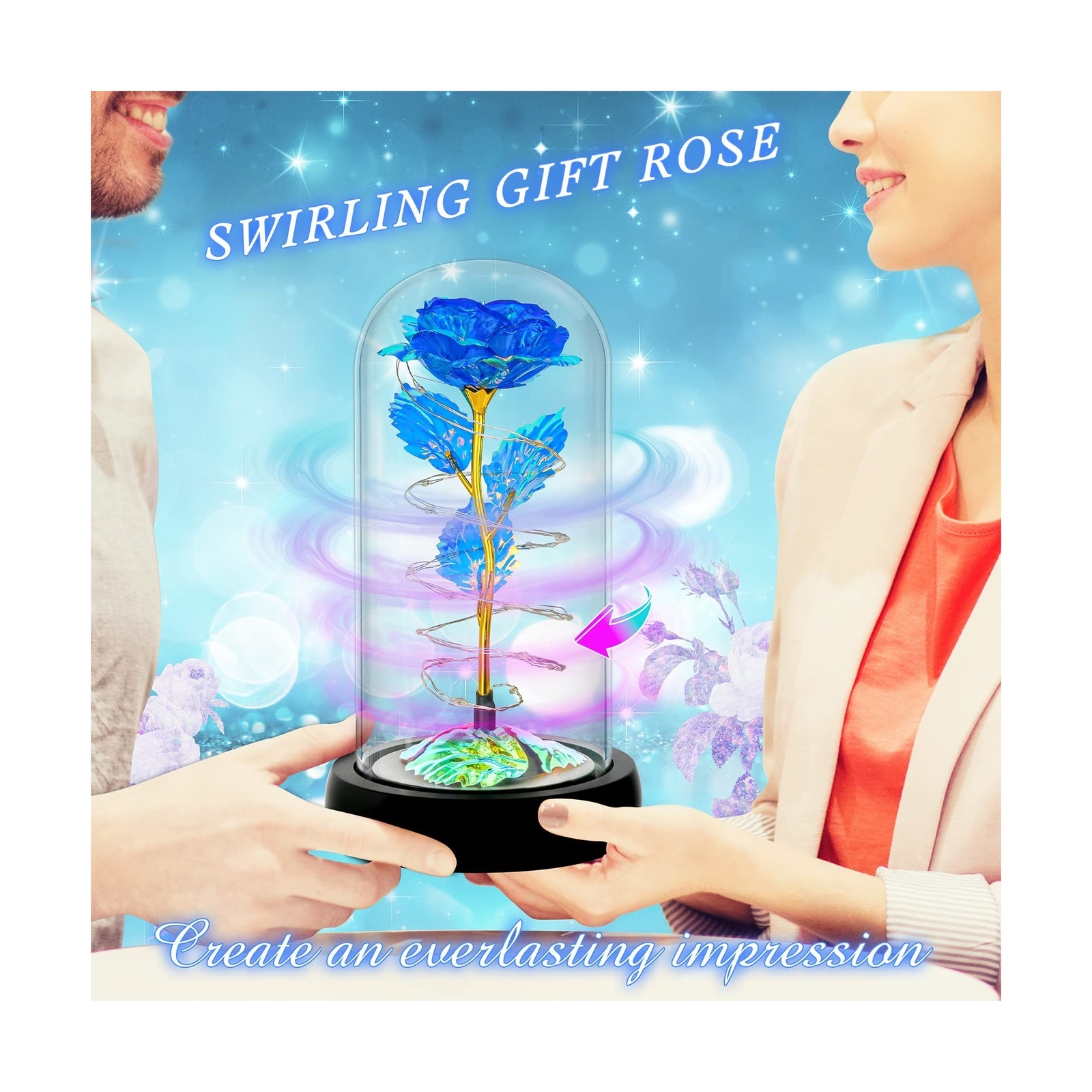 Valentines Day Womens Gifts, Rotating Romantic Rose Gifts for Her, Birthday G…