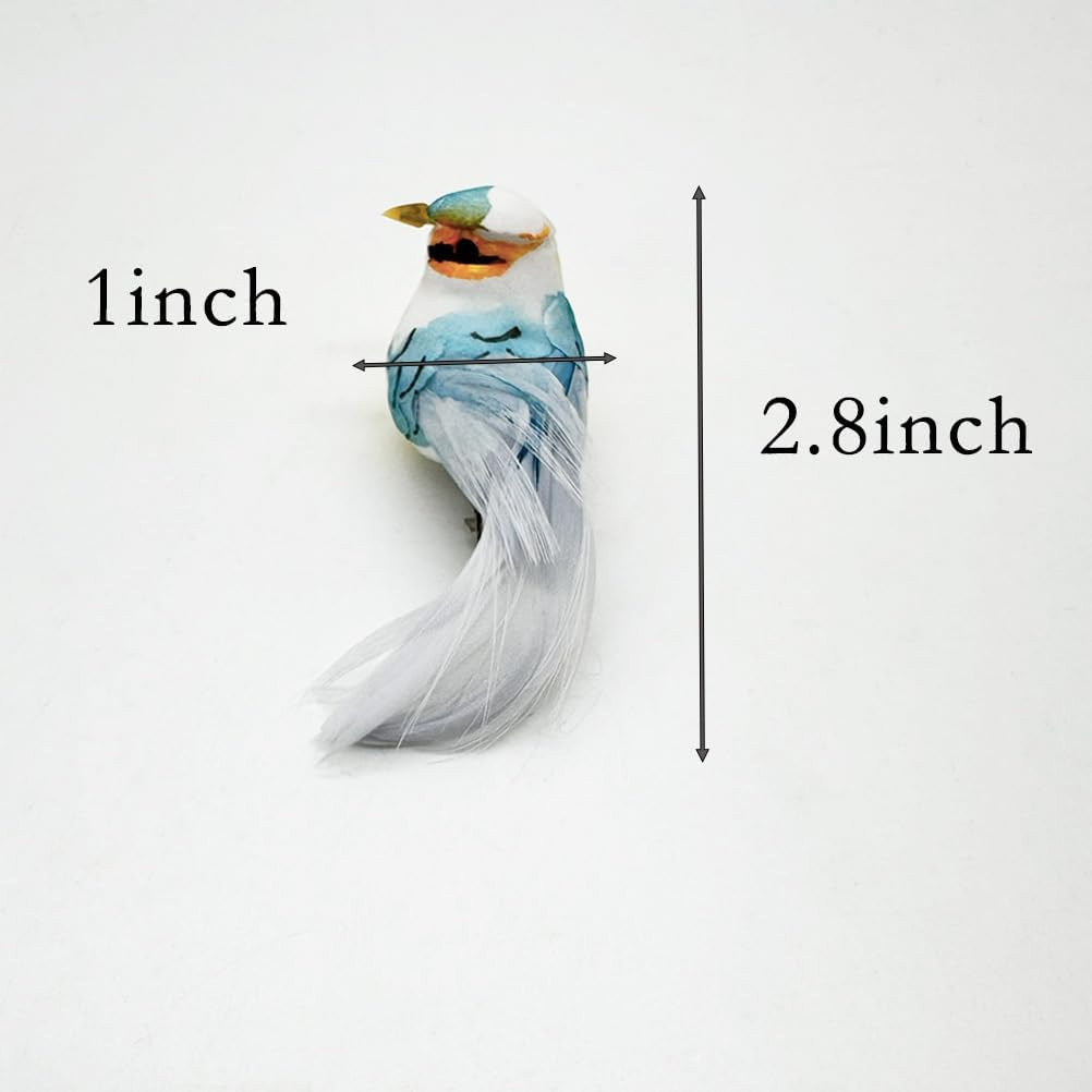 12Pcs Small Birds Mini Birds Decorative Feathered Colorful Artificial Birds with