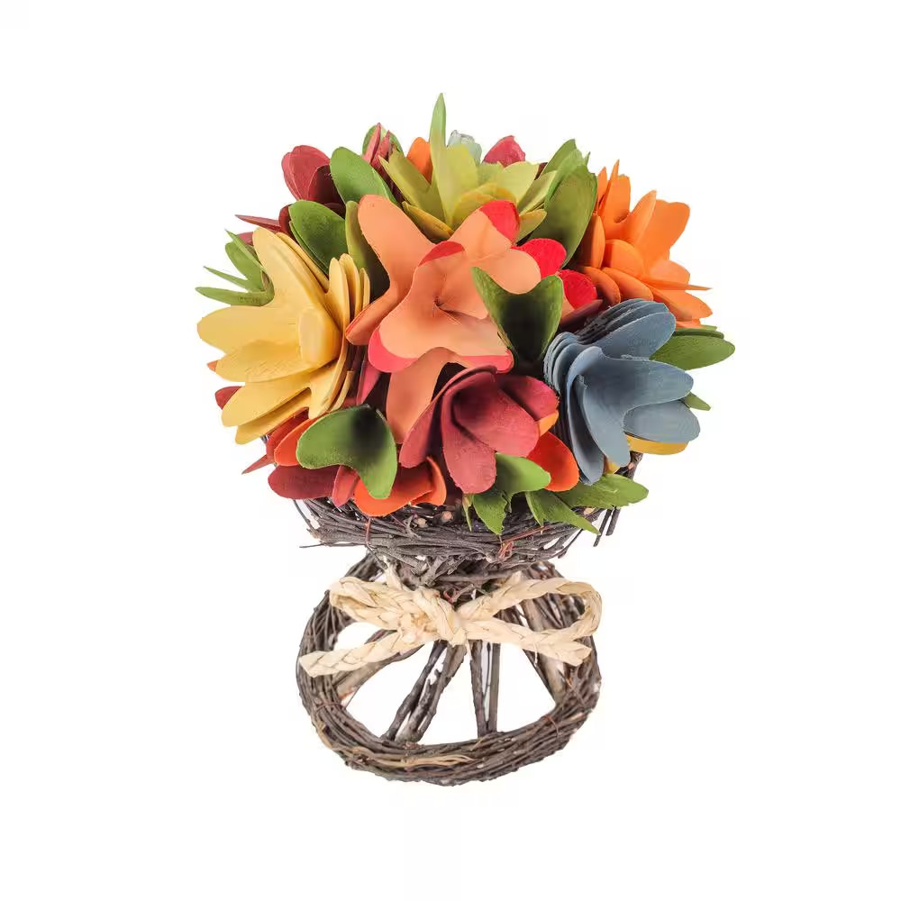 9 In. Artificial Floral Arrangements Spring Multi Color Assorted Flower Bunch-Co