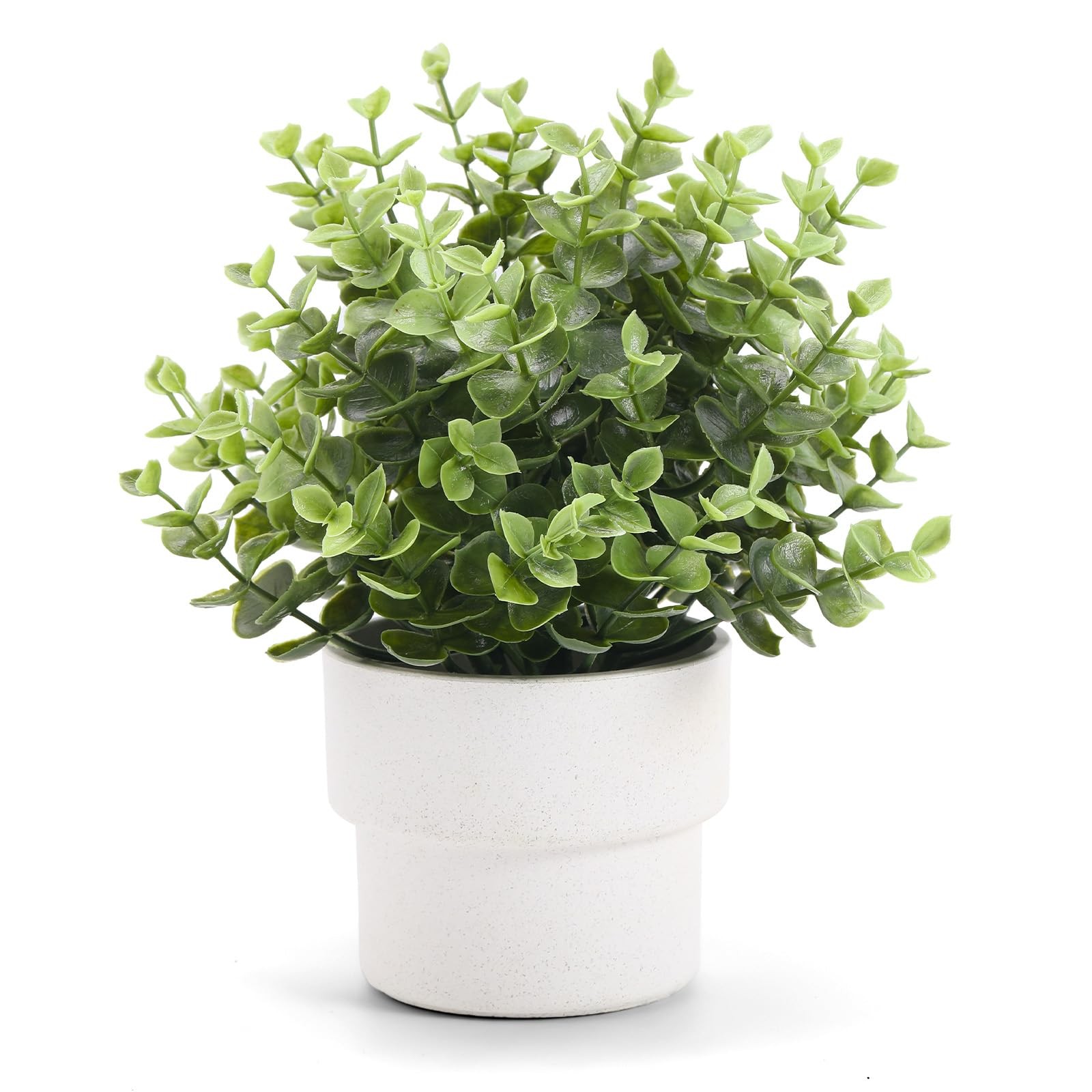 Small Fake Plants 7.45” Eucalyptus Potted Artificial Eucalyptus Plant for Bed…