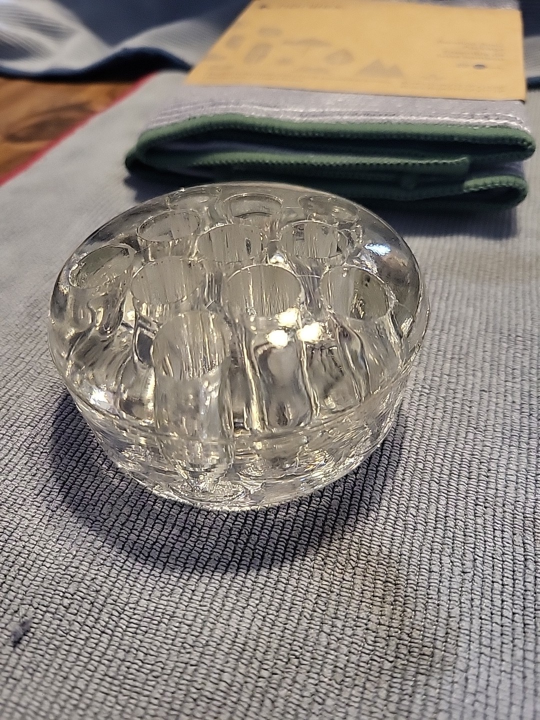 11 Hole Glass Flower Frog Marble Display Marbles Holder Flower Arrangement 3″