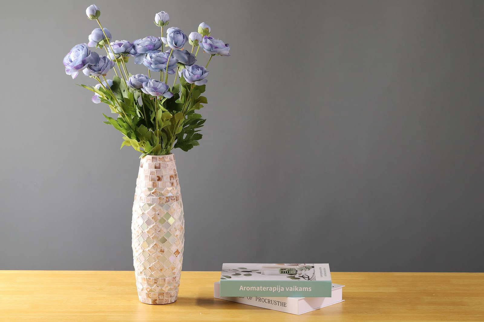 5 PCS Artificial Silk Flowers Ranunculus Fake Floral Blue Wedding Arrangement