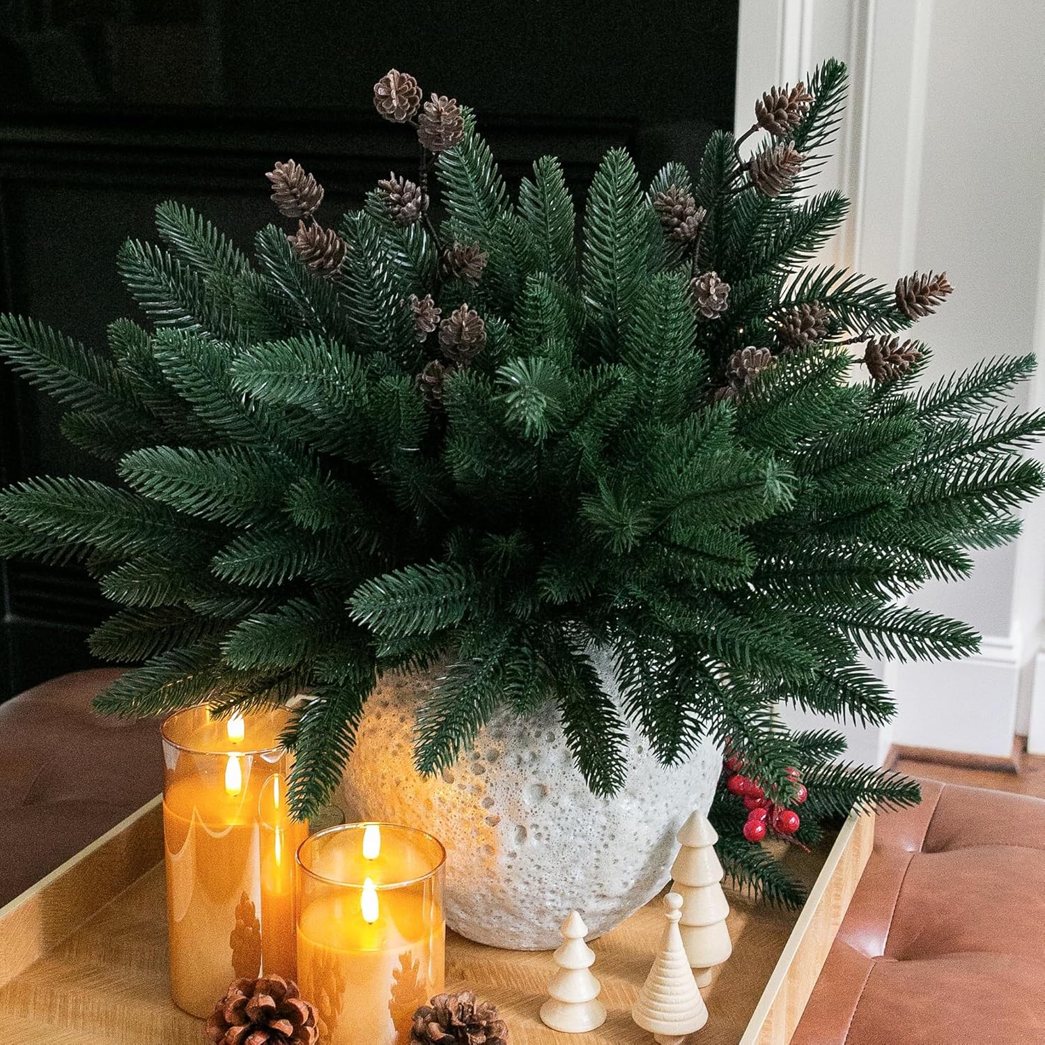 Ivydale 14Pc Faux Norfolk Pine Branches – Real Touch Greenery Stems