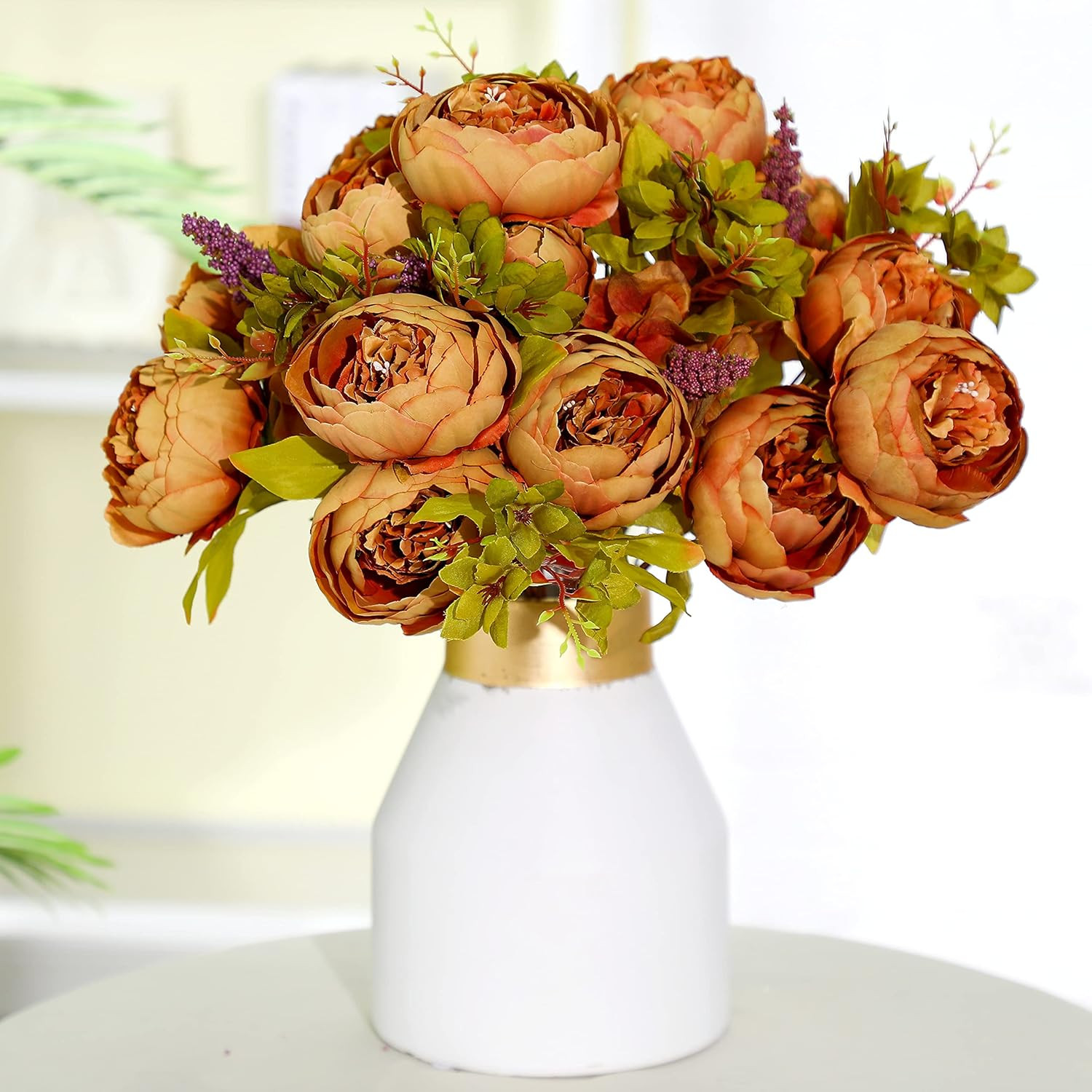 2 Bunches Artificial Silk Peony Vintage Flower Bouquet for Party Home Table Cent