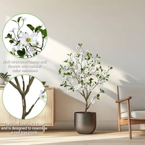 Artificial Dogwood Flower Tree Faux Blooming Dogwood Tree with Realistic 4ft
