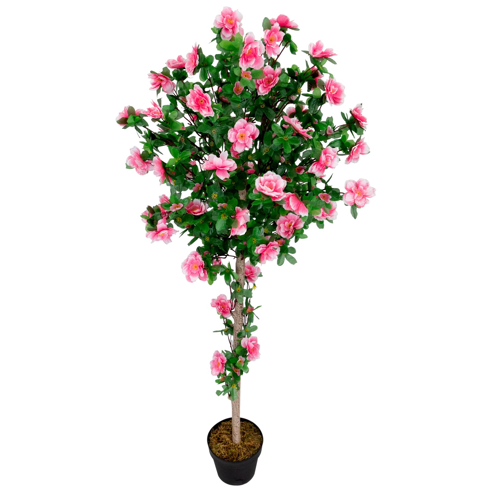 4.5′ Potted Artificial Azalea Flower Tree – Pink – 4.5′