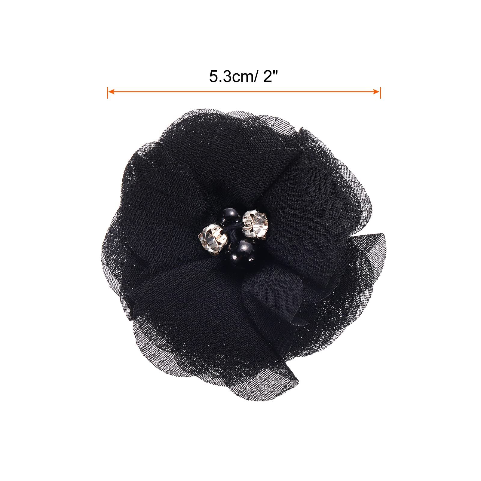 Artificial Rhinestone Chiffon Flower Heads Black Faux Flowers 2 Inch for DIY …