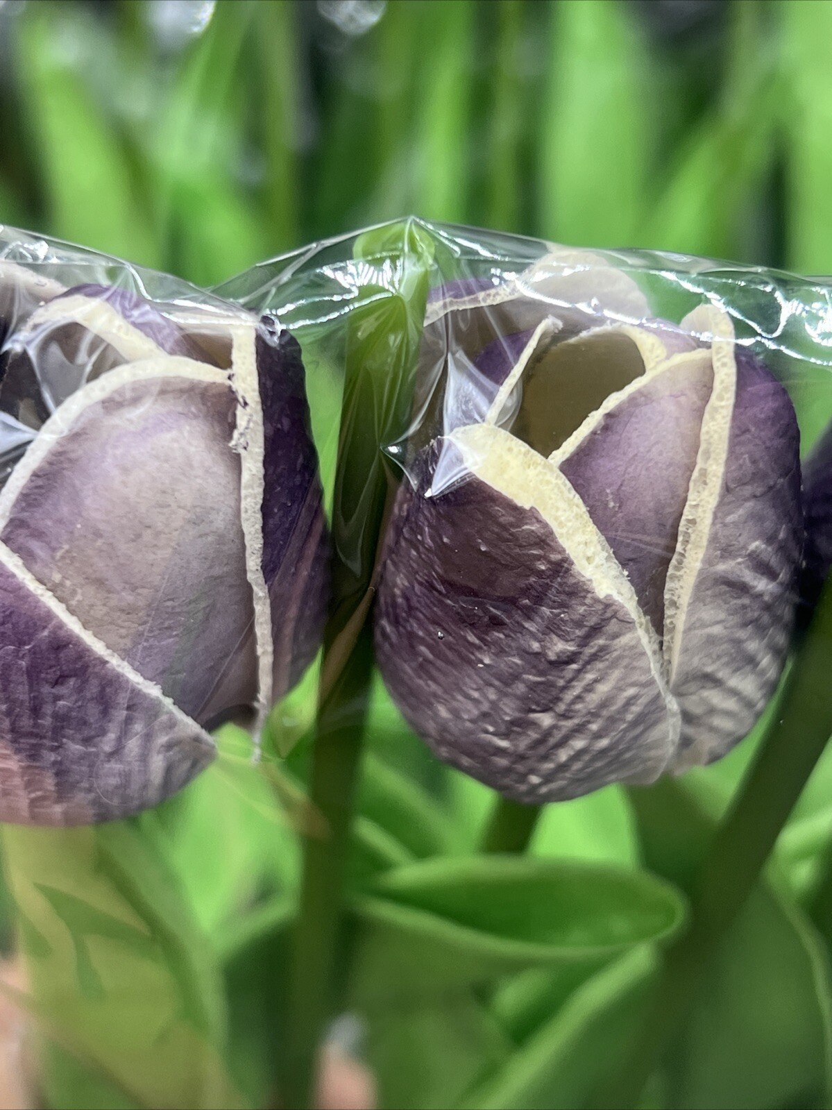 28 Pcs Purple Artificial Tulips Silk Flowers, Long Stem Green Leaves Real Touch
