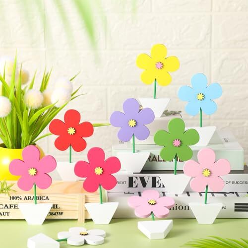 10 Pcs Tulipss Wood Signs Rustic Tulips Table Decoration Tabletop Spring Flower