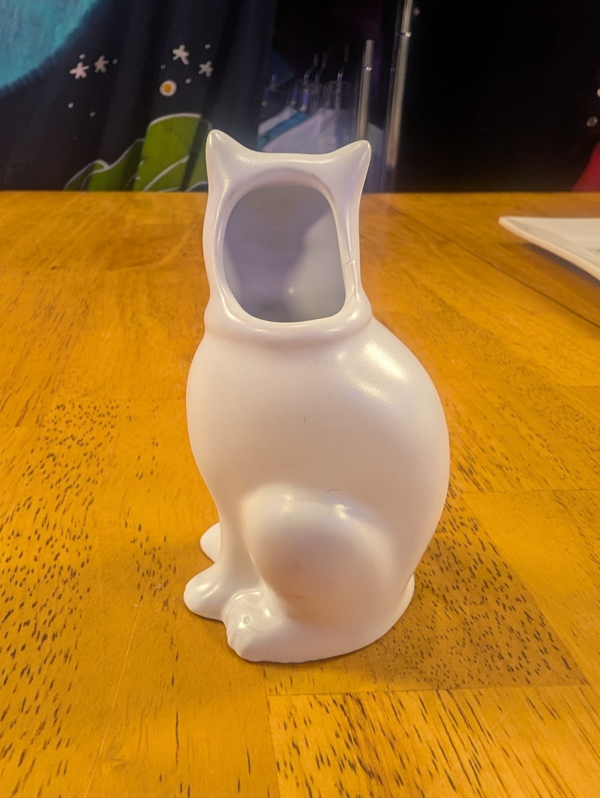 Partylite White Cat Vase small kitten figurine planter 4 inch Kitty Kitsch Cute