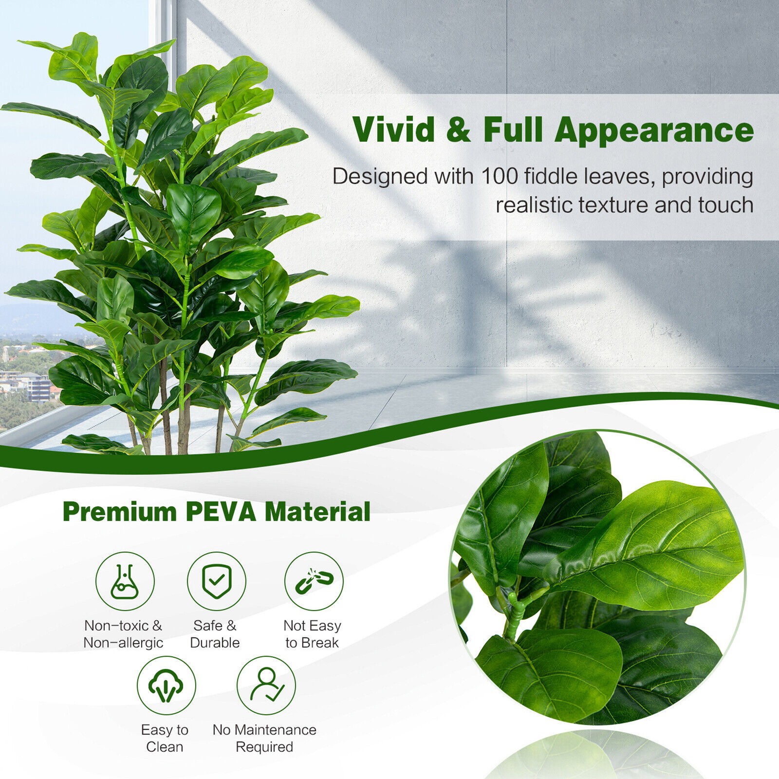 51″Artificial Tree 2-Pack Artificial Fiddle Leaf Fig Tree for Indoor Outdoor