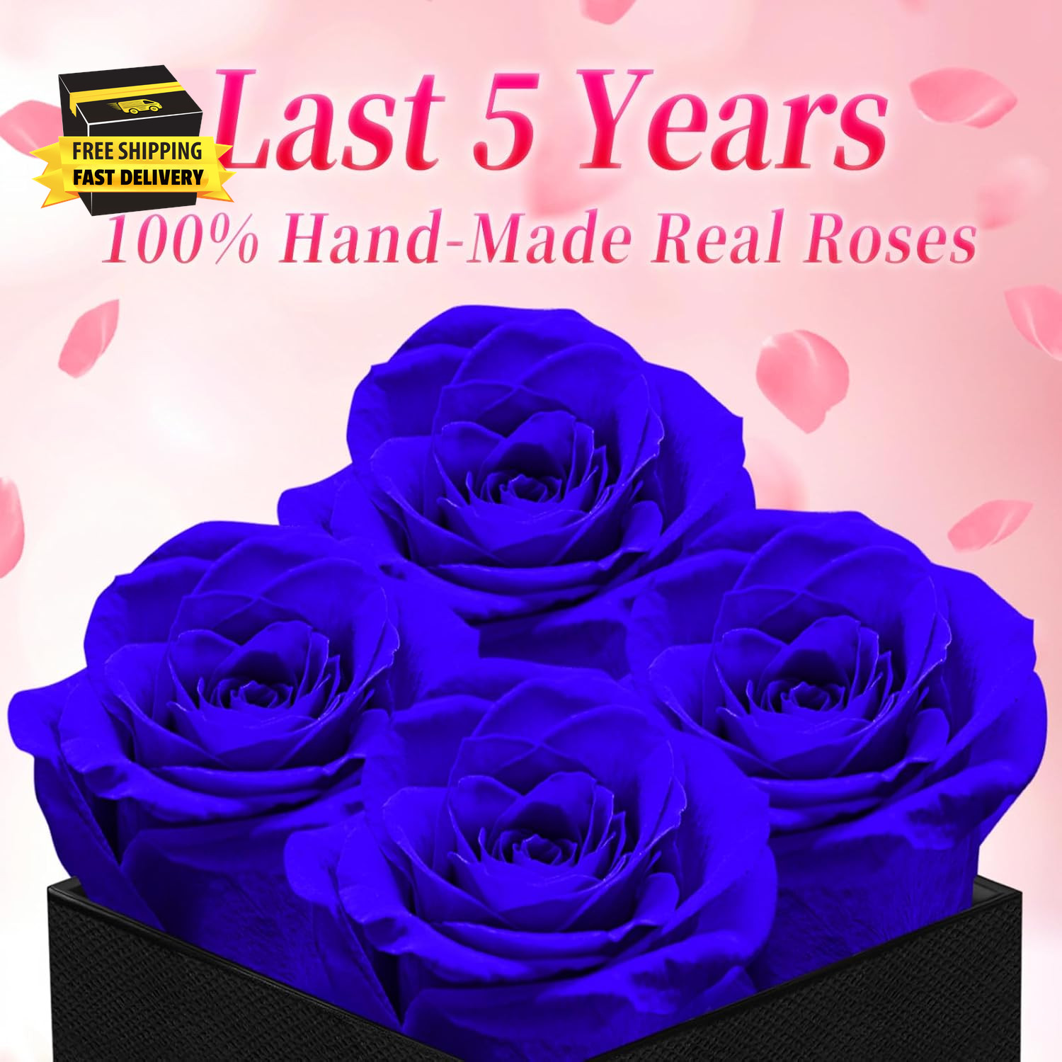 Blue Forever Roses Luxury Gift for Women/Men, Fresh Flowers Bouquet for Girlfrie
