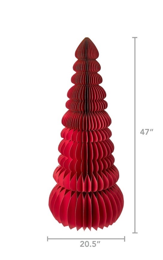 47” Tall Large Christmas Cardboard Tree Honeycomb 3D Red New Sturdy VTG Style