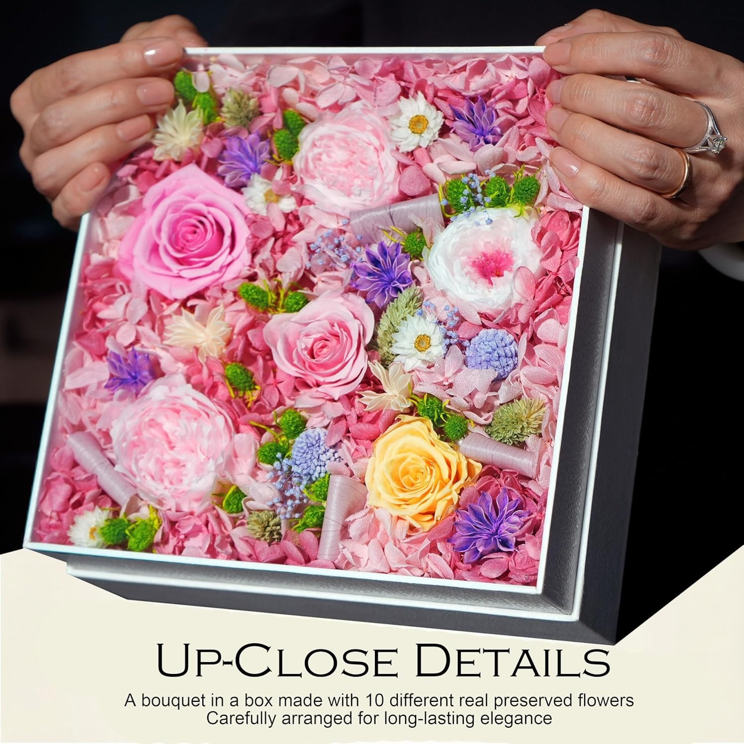 Real Forever Rose Bouquet, Zero Maintenance Gift in Beautiful Box for Loved Ones