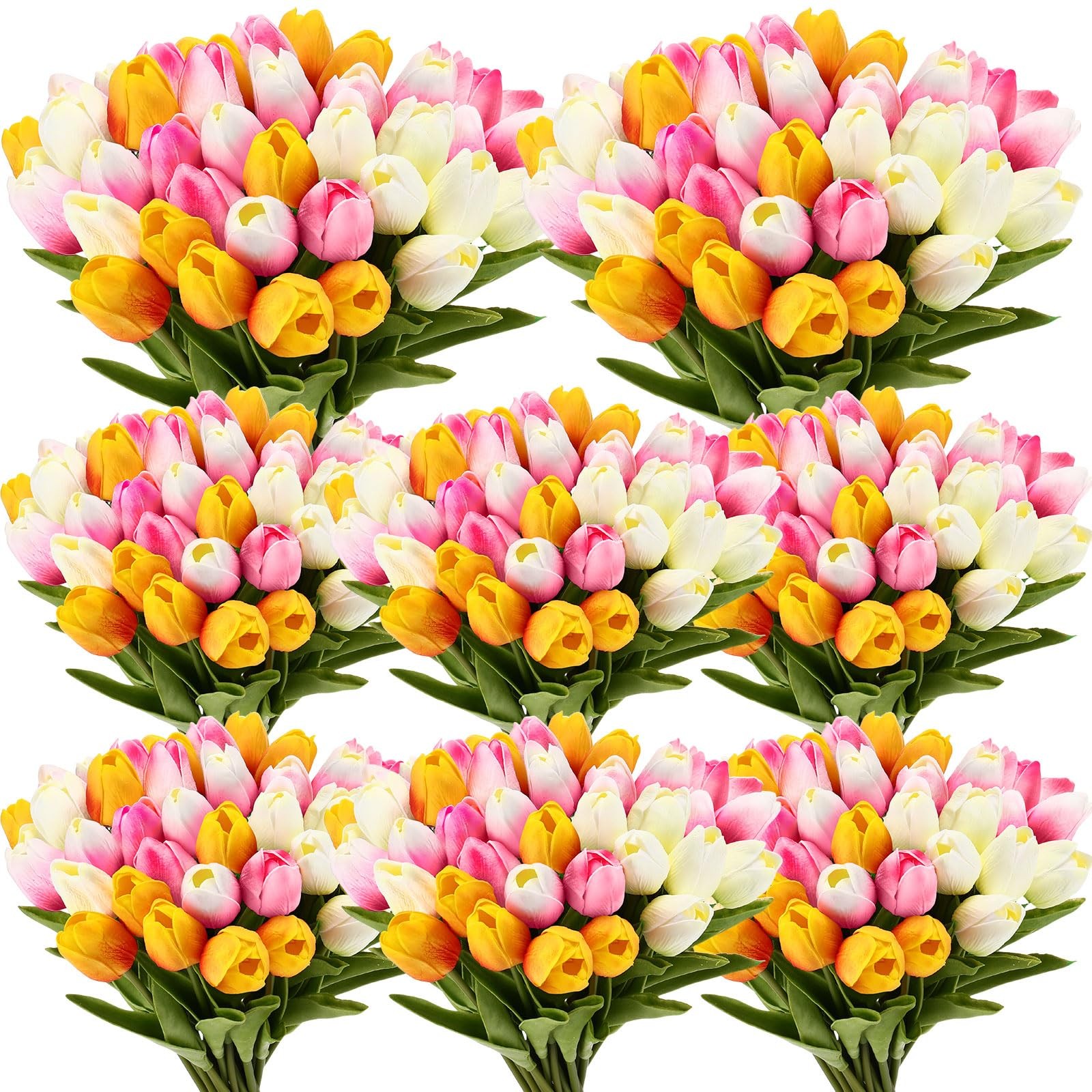 100pcs Artificial Tulip Flowers Fake PU Tulips Faux Latex Bouquet Flower Cent…
