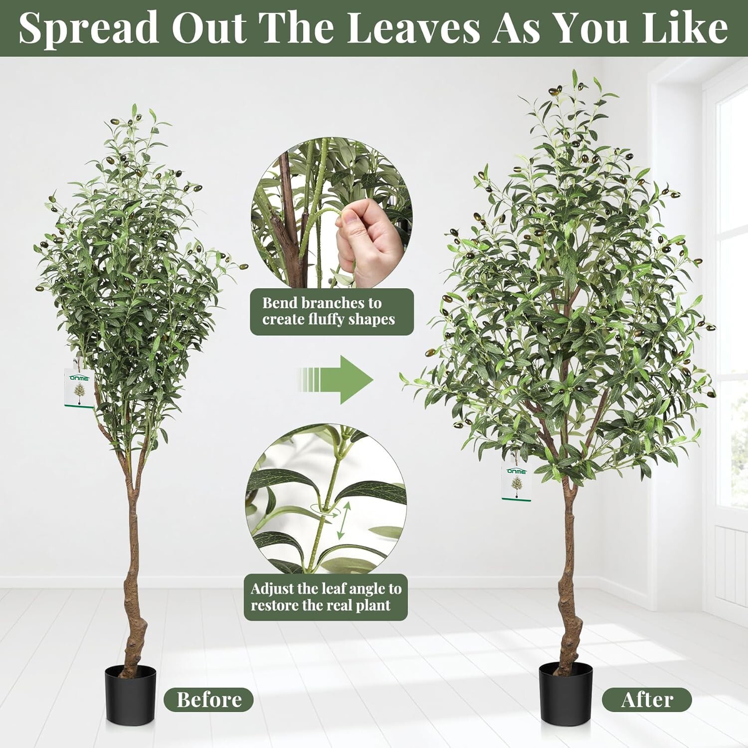 5.9ft Artificial Tree Indoor with Leaves and Fruits Faux Olive Tree
