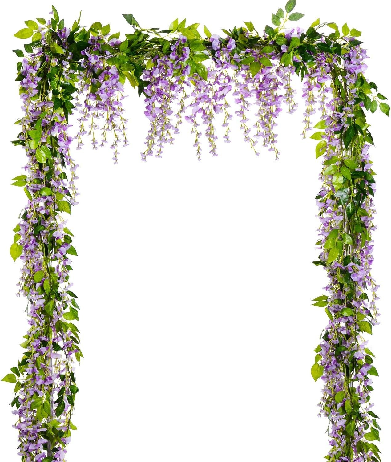 Artificial Wisteria Garland 28.8ft Silk Flowers for Wedding Garden Home Decor