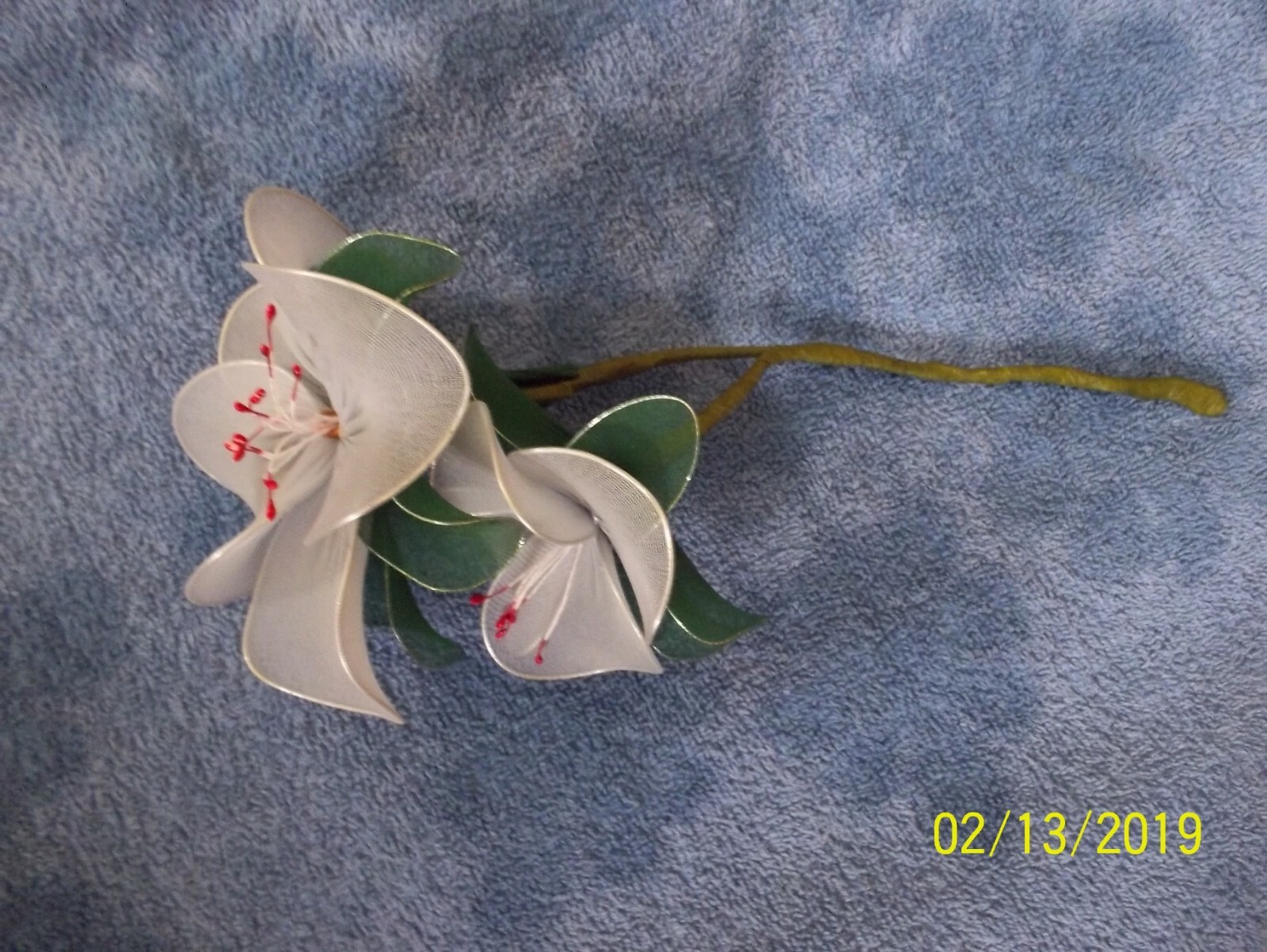 Hand Made Stocking Fabric & Wire Flower Home Decor
