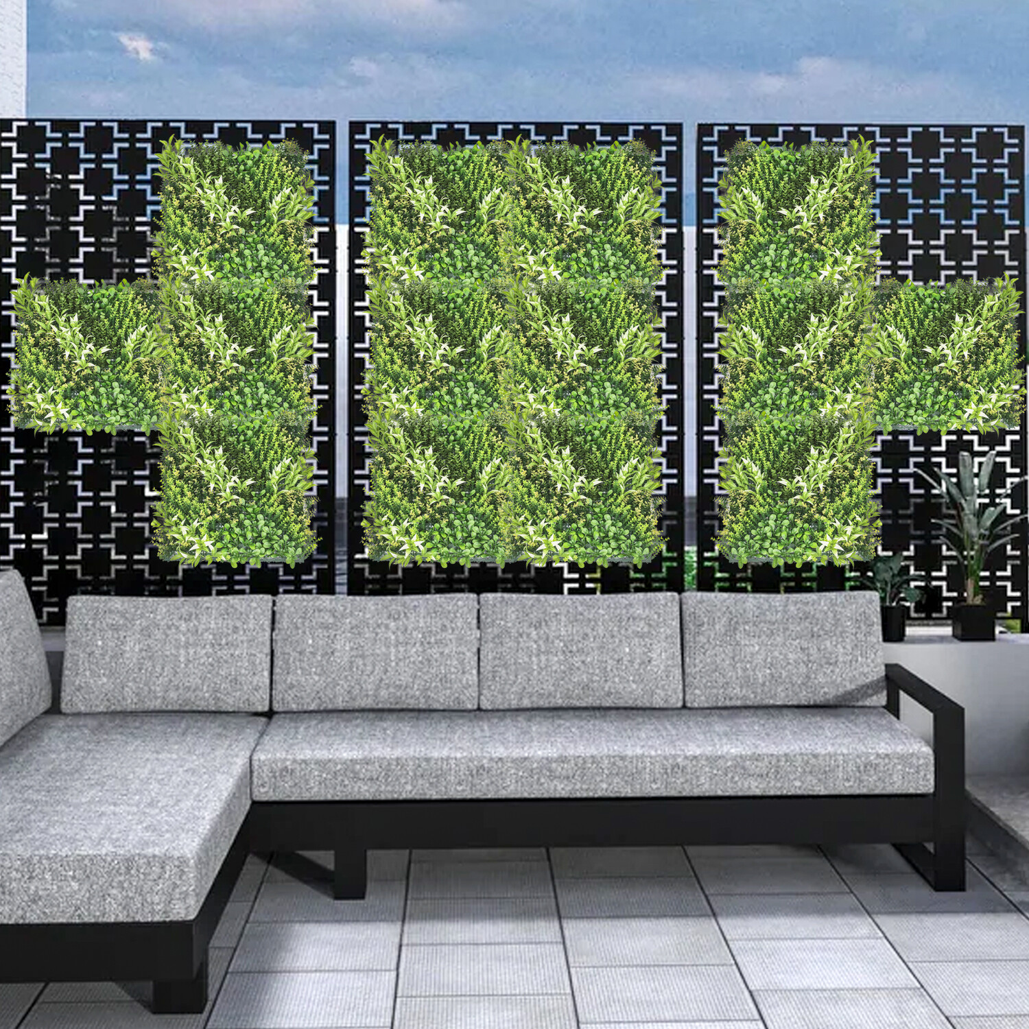 20″ Artificial Grass Mats 3D Mixed Plant Wall Hedge Decor For Home Festival #13