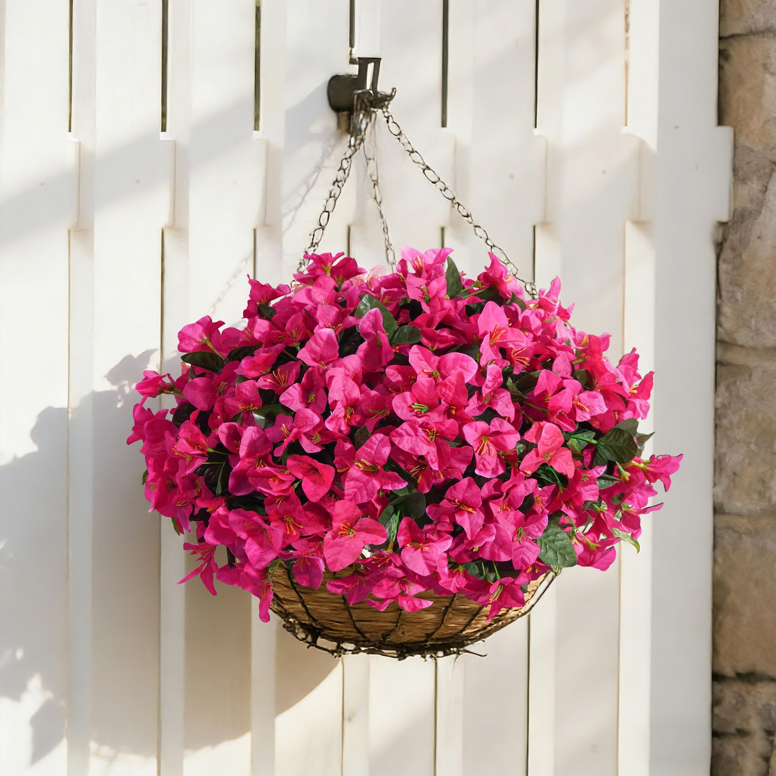 Faux Bougainvillea Artificial Flowers for Outdoors Summer Outside Decor, 4 Bu…