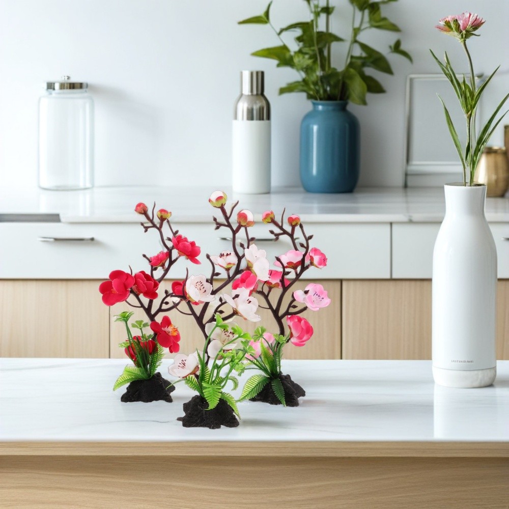 3 Pcs Japanese Decorative Ornaments Fake Flower Dish Artificial Decors