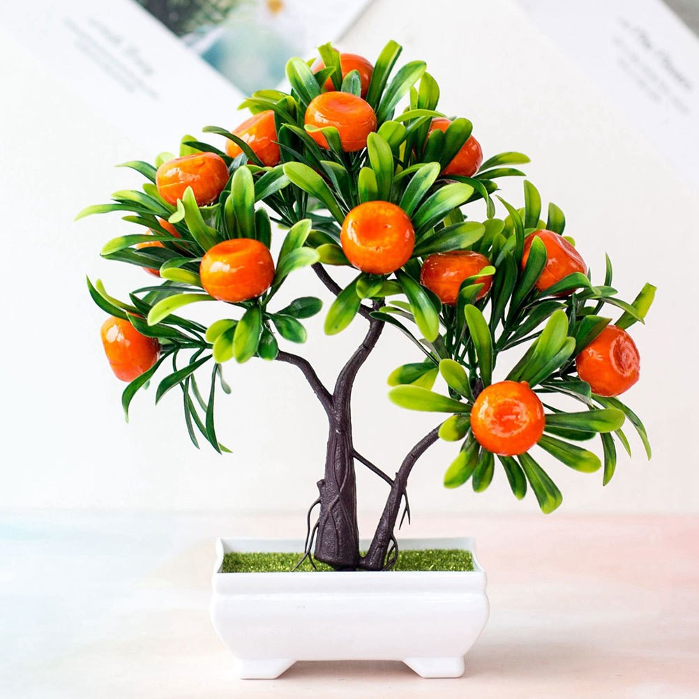 Fake Bonsai Tree Artificial Potted Fruit Tree Fruit Kitchen Decor Adornment