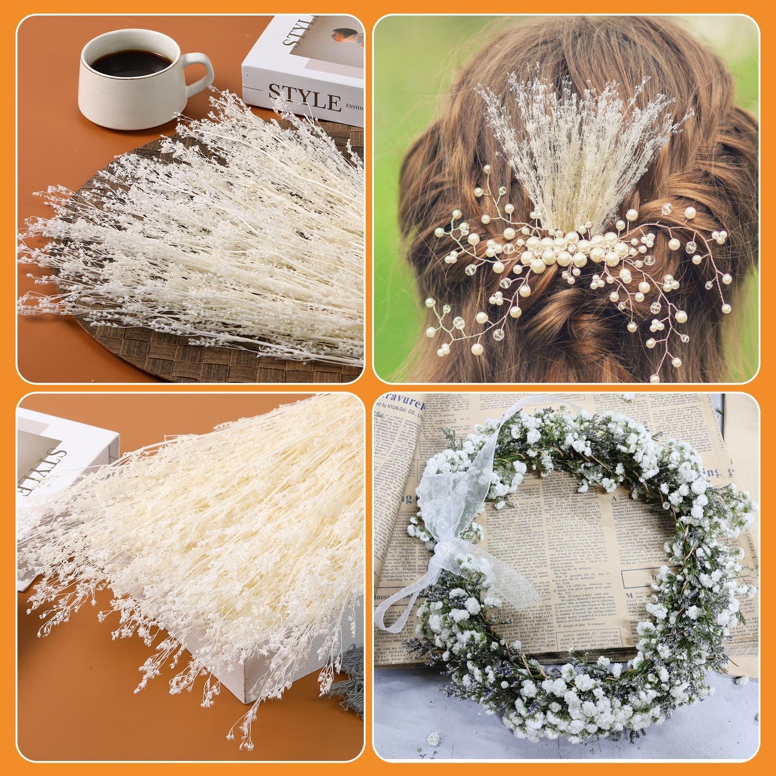 Dried Flowers Babys Breath Bouquet, – 17 Inch 3500+ Preserved Natural Flowers…
