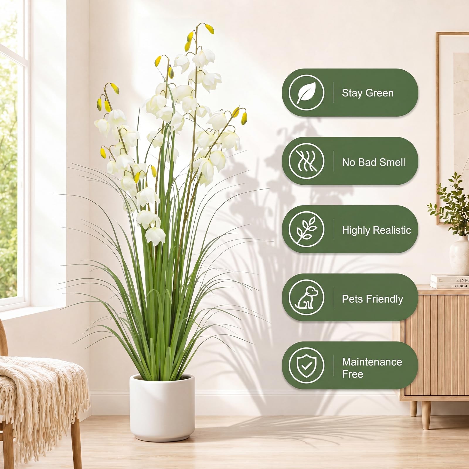 5FT Tall Potted Lily of the Valley Artificial Plant