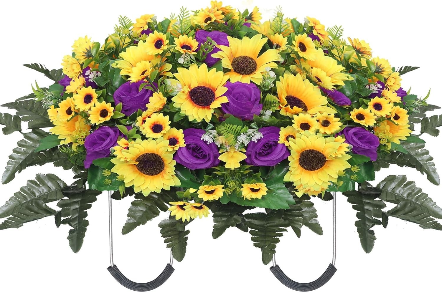 Artificial Cemetery Flowers for Grave,Headstone Flower Saddle Silk Sunflowers…