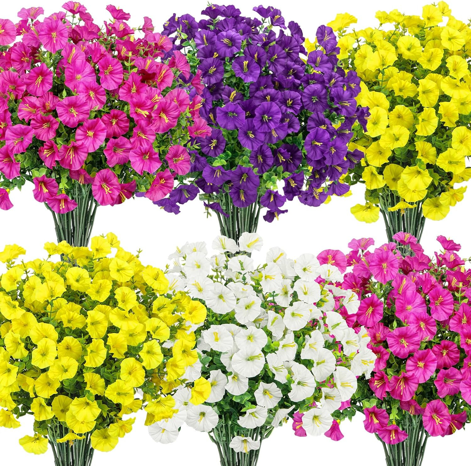 Artificial Flowers for Outdoors, 20 Bundles Silk Fake Spring Flowers UV Resistan