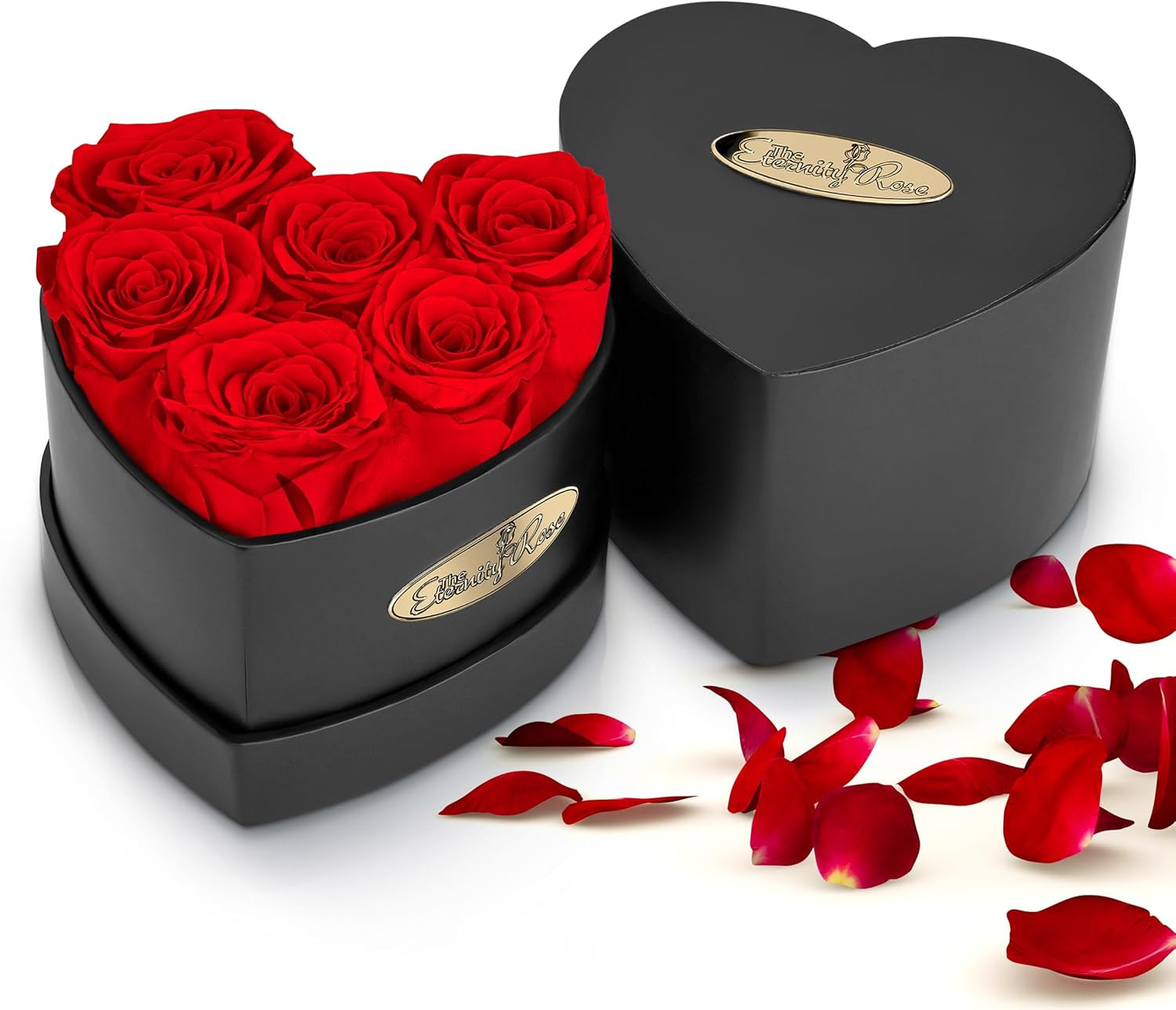 9-Piece Preserved Roses in a Luxury Gift Box – Real Roses in Square Black Box –