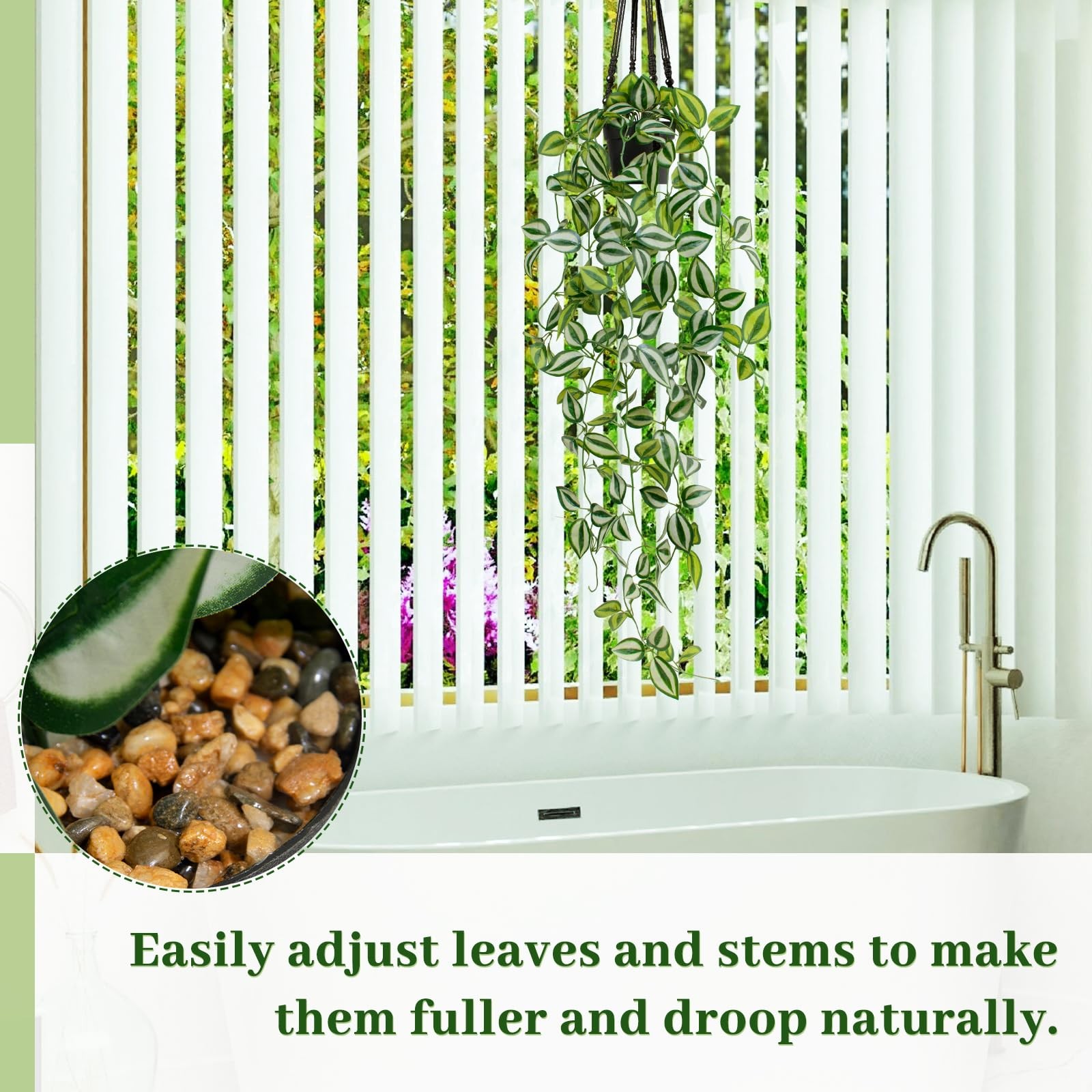 Artificial Plants Indoor Small Potted Hanging Vine plnat 39-in Long Fake Gree…