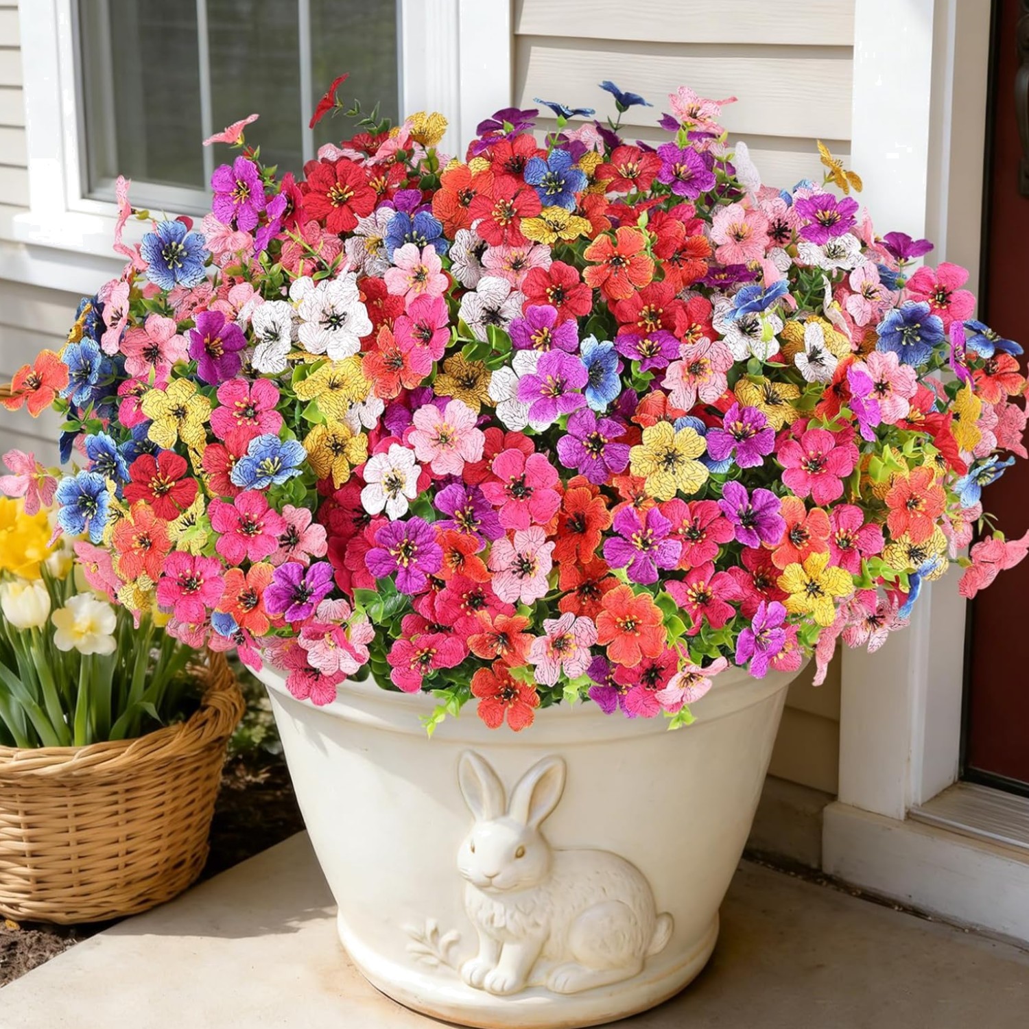16 Bundles Artificial Flowers for Outdoors, Realistic Fake Silk Flowers for O…