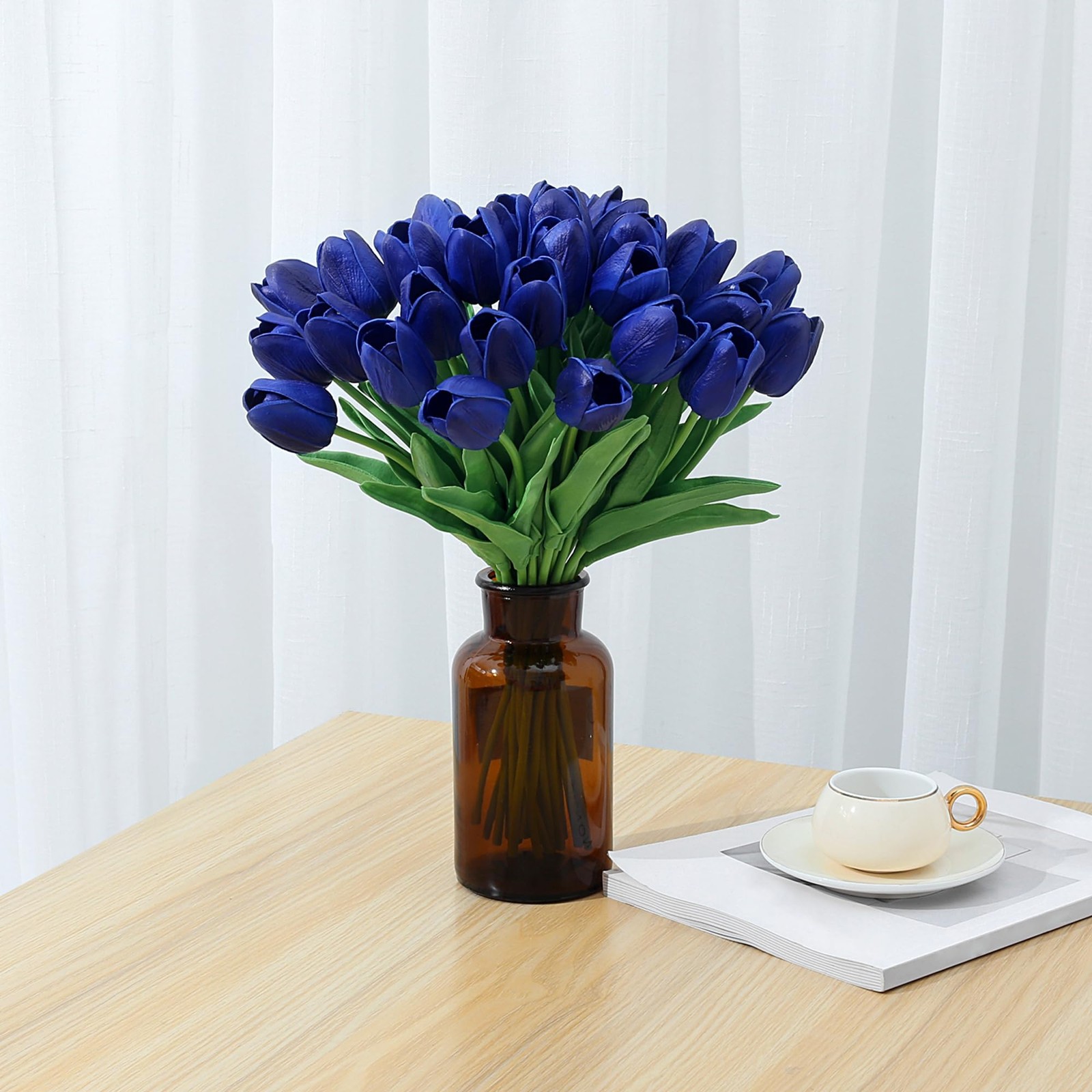15pcs Blue Tulip Artificial Flowers for Home Decor, Wedding Bouquets &