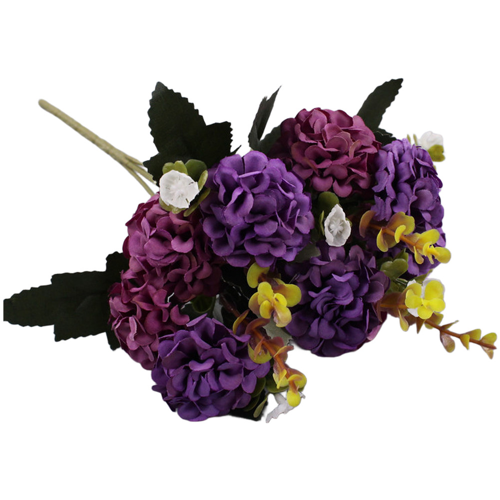 10 Head Artificial Silk Flowers Bouquet for Wedding Home Decor