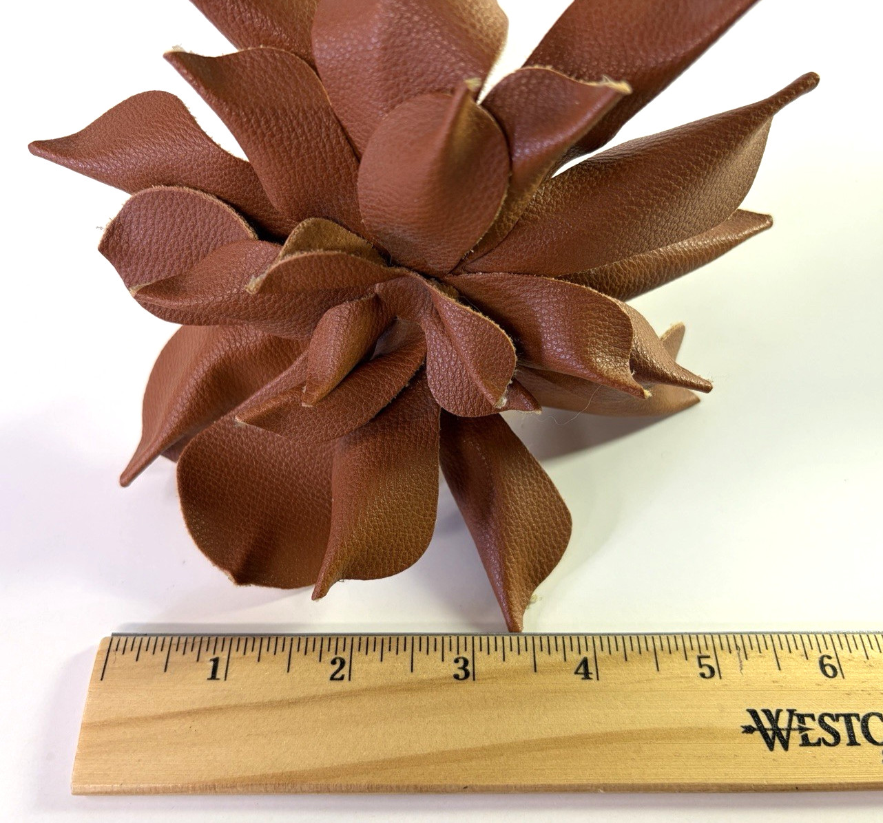 Natural Faux Leather Flowers on Stems 4 Brown Rustic Elegant Classic