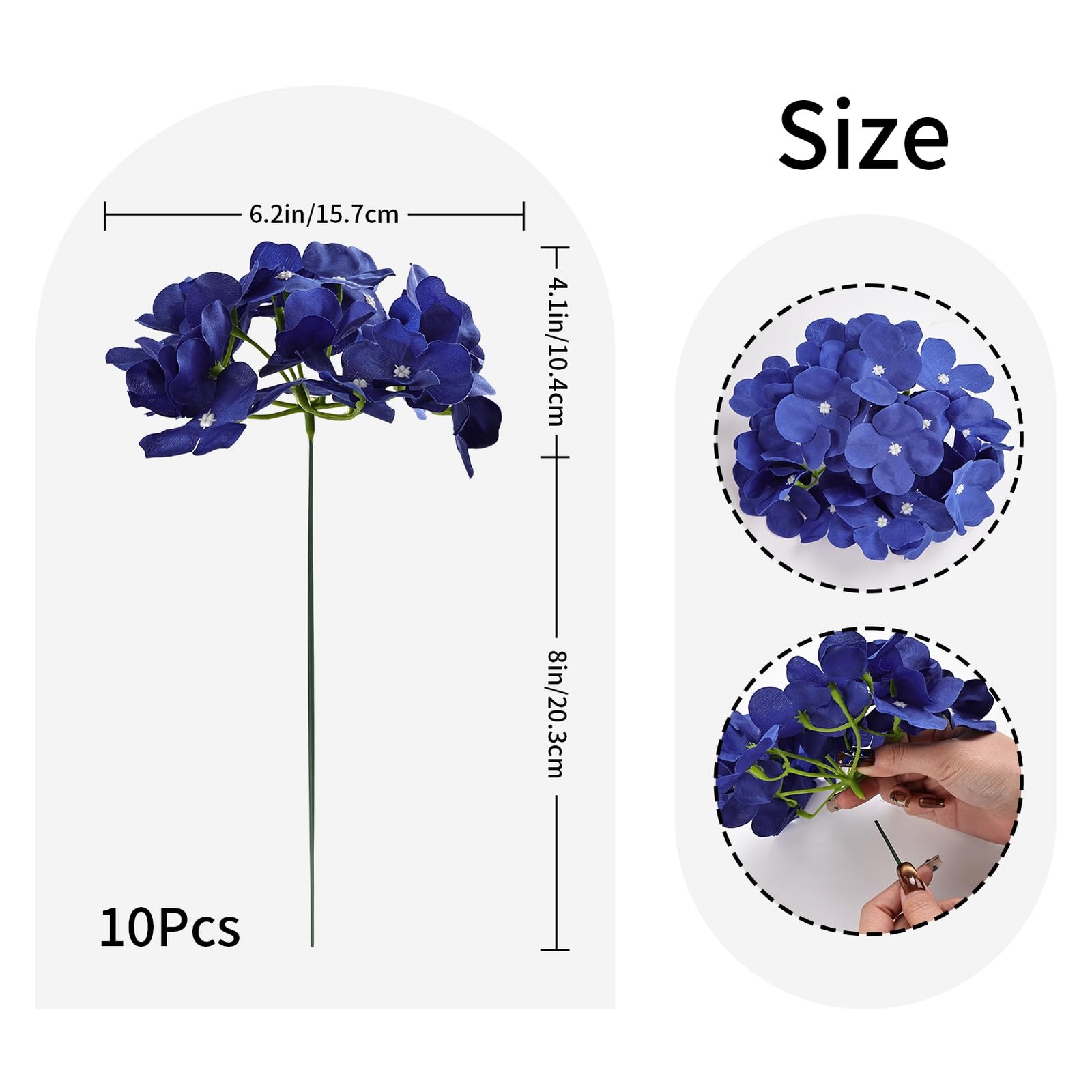 10pcs Hydrangea Artificial Flowers Bulk Heads with Stems Fade-Resistant Reusa…