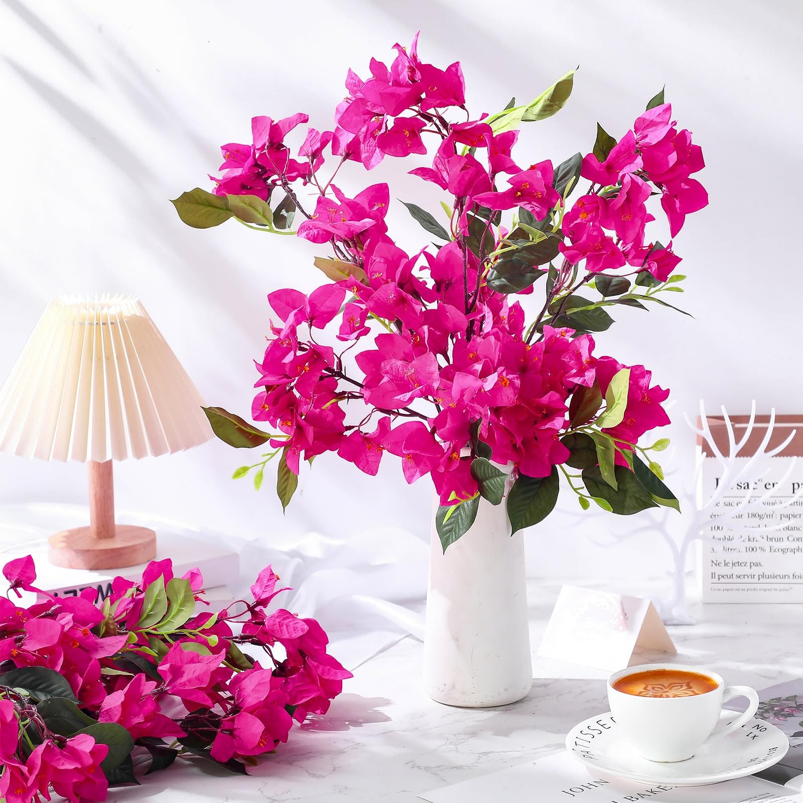 24 Pack Silk Bougainvillea Artificial Bougainvillea Floral with 6 Heads 30 In…