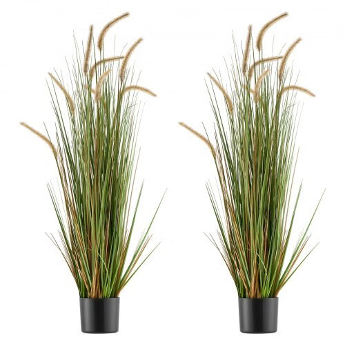 Artificial Grass Plant, 2 Pack 47 inch Horsetail Reed Grass in Pot, Premium PVC
