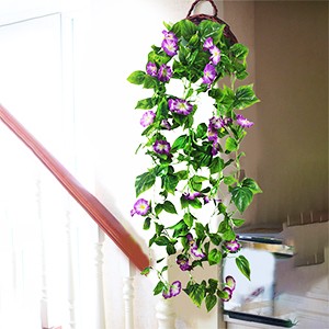 Artificial Vines 15Feet Silk Flower Garland for Outdoors Purple Morning Glory