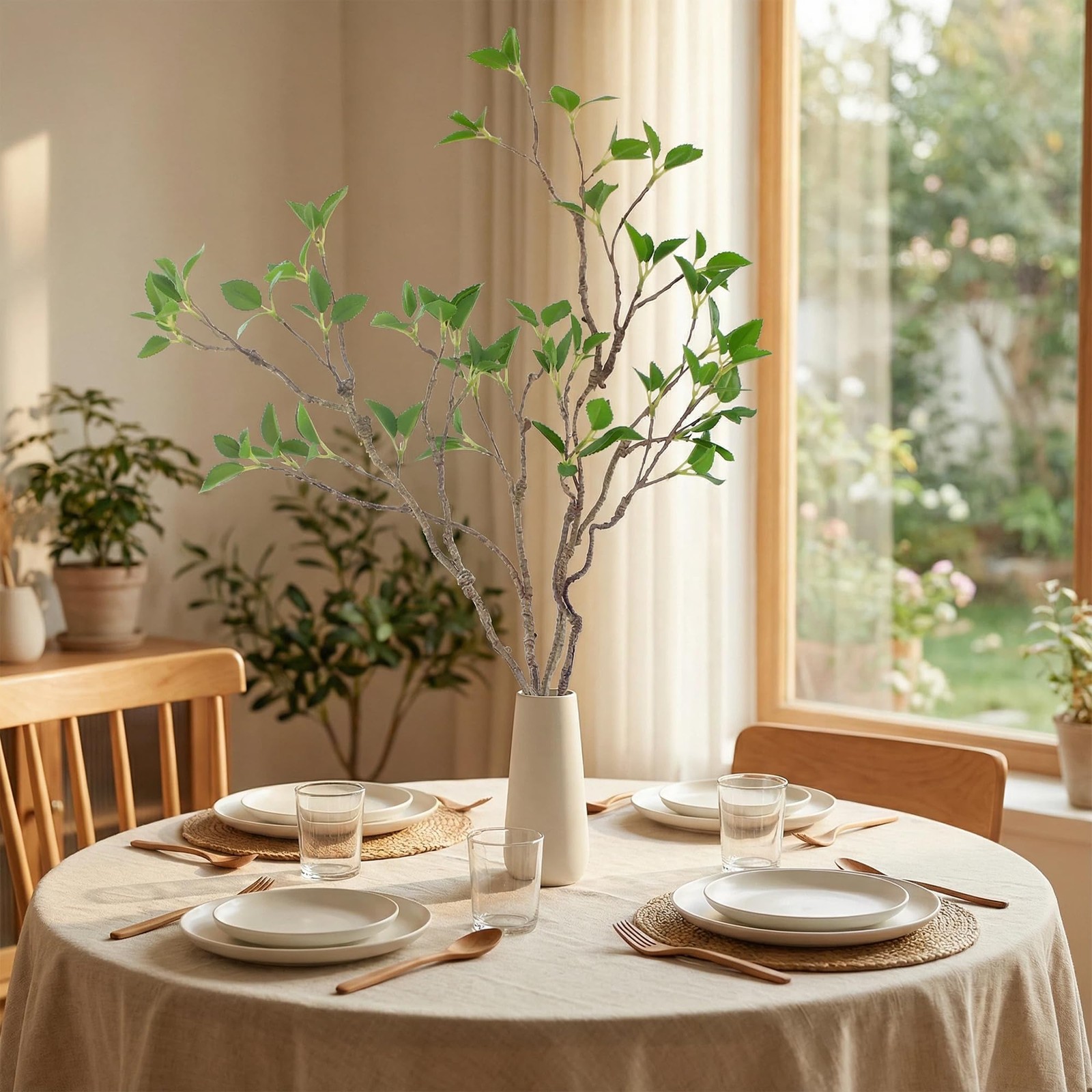2pcs 30in Bendable artificial Greenery leaf stems vase center Faux Plants