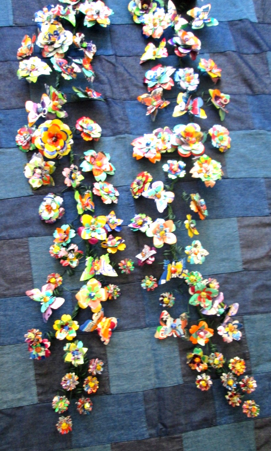 Flower & Butterfly Garland Upcycled (x2 36″) Weddings Gifts Beautiful Decor