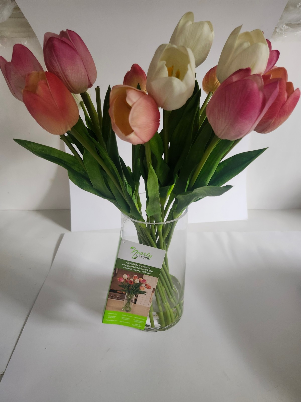 Tulips Artifical Fake Flower Floral Arrangement Silk Flowers With Vase, Plz Read