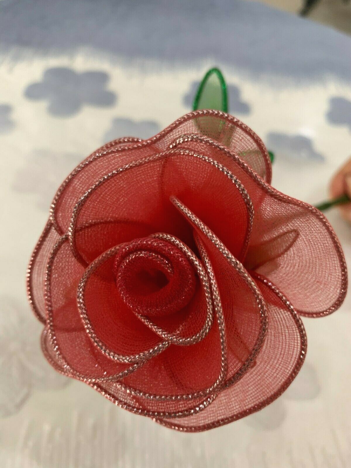 1pcs Rose Flower Thai Cherry Nylon Fabric Artificial Handmade Decorate Hang Vase