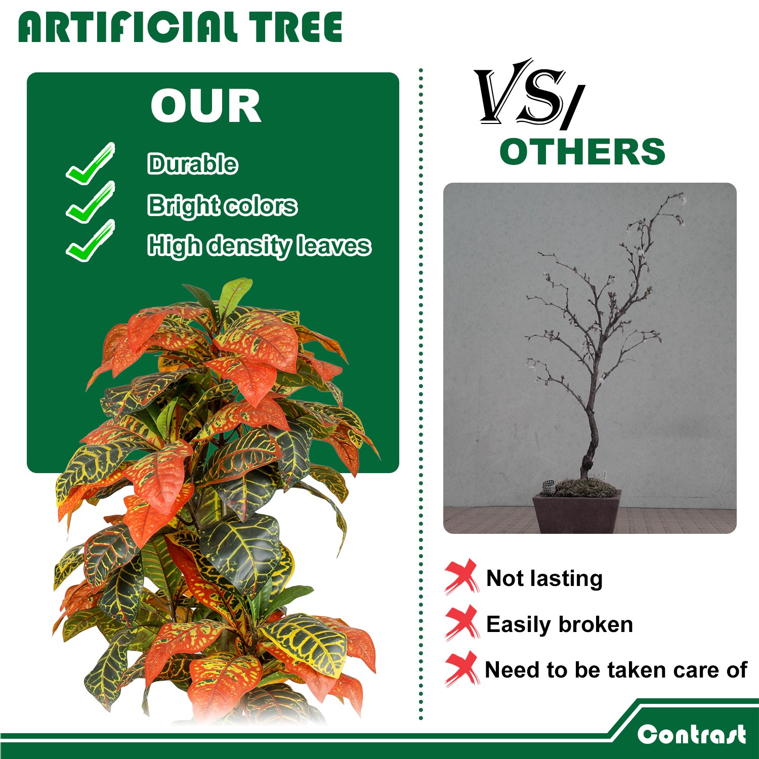 Goleray 3ft Artificial Fall Trees Home Decor Faux Plant 1/2 Pack Indoor Outdoor