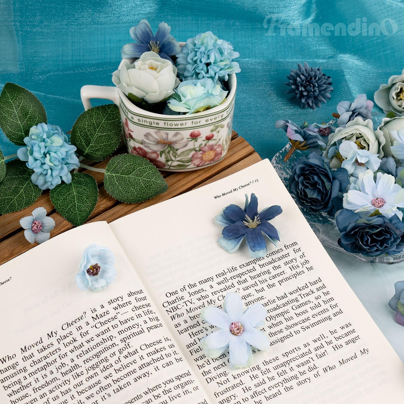 40 Pack Blue Mini Faux Flower Heads Silk Daisy Crafting DIY Crafts Decor 10x